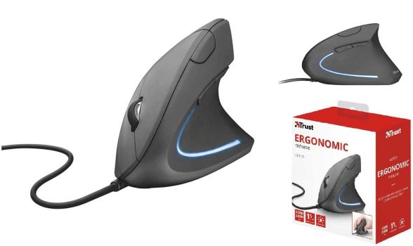 Mouse LED Ergonômico 1600dpi 6 botões - Trust Verto