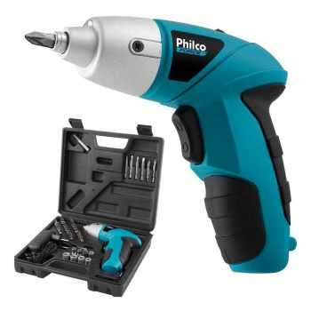 Parafusadeira Philco Force PPF01MF 4,8V e Maleta com 42 Acessórios - Bivolt