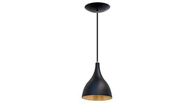 Pendente Luminária Ágata Cone Alumínio 20cm Preto e Dourado E27 110V/220V (Bivolt) Teto Interno Quarto Sala Cozinha