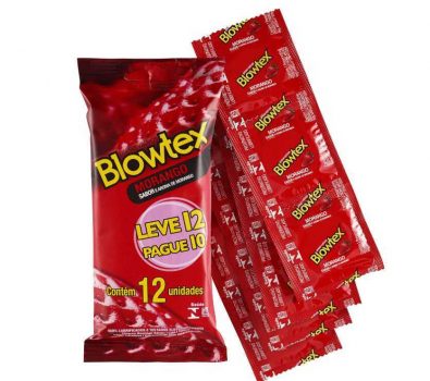 Preservativo Morango, Blowtex, Vermelho, 12 Unidades