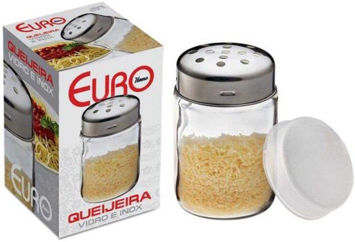 Queijeira de Vidro e Inox com Tampa Euro Incolor / Inox