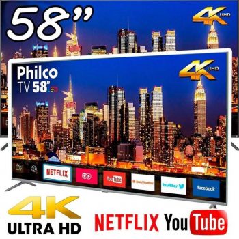 Smart TV LED 58" Philco PTV58F80SNS Ultra HD 4k com Conversor Digital 4 HDMI 2 USB Wi-Fi com Netflix - Space Gray