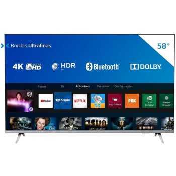 Smart Tv Philips 58" 4k Uhd Hdr10+ Dolby Vision Dolby Atmos Bluetooth Wifi 3 Hdmi 2 Usb - Prata Bordas Ultrafinas