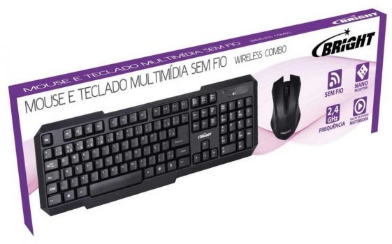 Teclado + Mouse Sem Fio Usb Bright 0055
