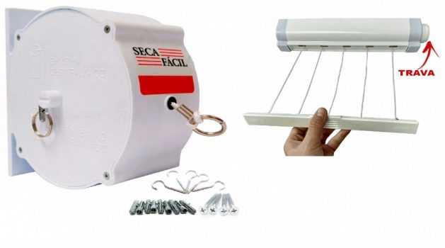 Varal de Parede Trevisan Automático Recolhível Branco 30M