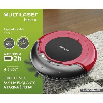 Aspirador Robô de Pó Multilaser HO041 3 em 1 Bivolt 30W - Vermelho/Preto
