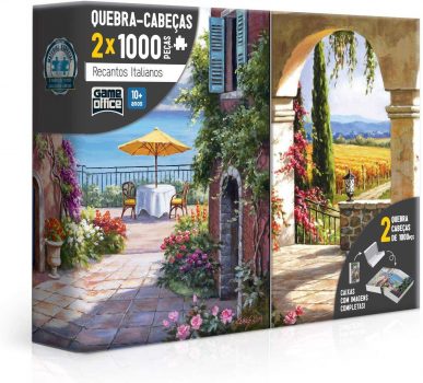 Combo: 2x Quebra Cabeça 1000 peças - Recantos Italianos - Toscana e Vinha Italiana
