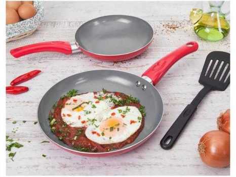 Conjunto de Frigideiras Casambiente de Alumínio - Amo Cozinhar AL010 Vermelha 3 Peças