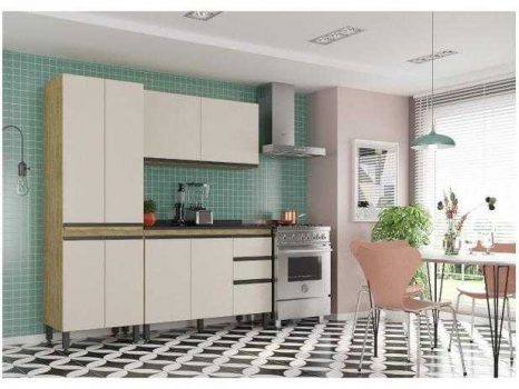 Cozinha Compacta SMP Viena com Balcão 8 Portas - 3 Gavetas