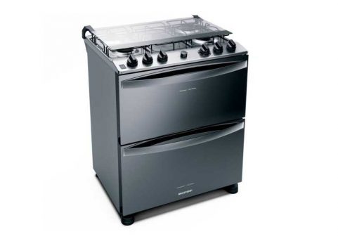Fogão Brastemp 5 Bocas Duplo Forno Cor Inox Com Botões Removíveis E Exclusivo Aro Protetor - BFD5NCR