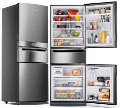 Geladeira Brastemp Inverse 3 Frost Free 419 litros cor Inox com Freezer Control Pro - BRY59BK