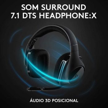 Headset Gamer Sem Fio Logitech G533 7.1 Dolby Surround com Drivers de Áudio Pro-G e Bateria Recarregável