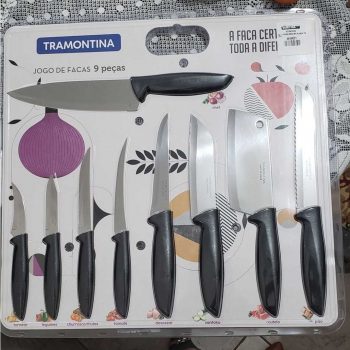 Jogo facas inox 9pc Plenus pre