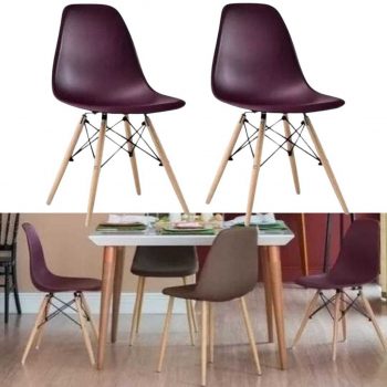 Kit 02 pcs cadeira charles eames wood design nf + garantia - - Cds ( 5 cores )