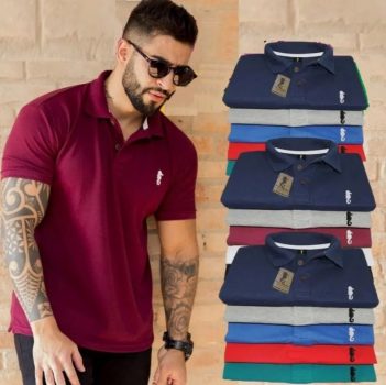 Kit 03 Camisas Gola Polo Marine