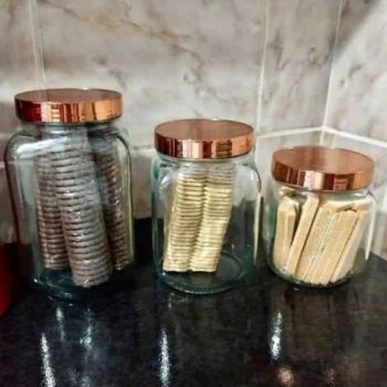 Kit Jogo de Potes de Vidro Ruvolo Glass Company - com Tampa Redondo Gourmet Style 6 Peças