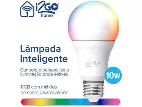 Lâmpada Smart Bulbo I2GO E27 RGB Dimerizável - 10W 6000K Smart Lamp