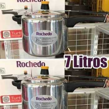 Panela de Pressão 7 L Rochedo Turbo com Fechamento Interno em Alumínio Polido e Tecnologia Turbo – Maior Economia