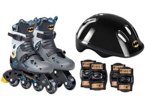 Patins 4 Rodas Infantil Fun Batman Preto Tam:36 - com Acessórios