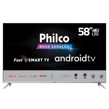 Smart TV LED 58" UHD 4K Philco PTV58G71AGBLS Inteligência Artificial Google Assistente, Chromecast Built-In, Dolby Audio, HDR e Processador Quad-Core