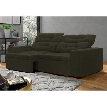 Sofá 3 Lugares Phormatta Decor Berlin II com Assento Retrátil e Encosto Reclinável em Tecido Veludo 206 cm de largura