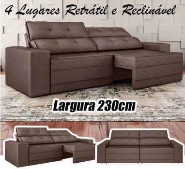 Sofá Retrátil e Reclinável 4 Lugares Velosuede - Leon Next Sofás