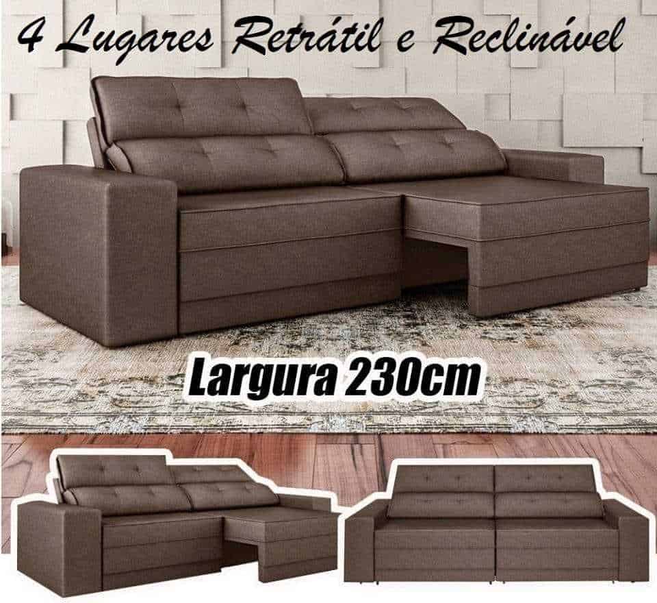 Sofá Retrátil e Reclinável 4 Lugares Velosuede Leon Next Sofás