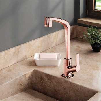 Torneira para Lavatório Mesa Bica Alta Rose Gold Flatt, Lorenzetti