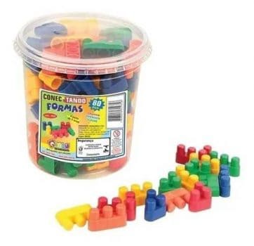 Carlu Brinquedos - Conectando Formas Jogo de Construção, 5+ Anos, 80 Peças, Multicolorido, 1933