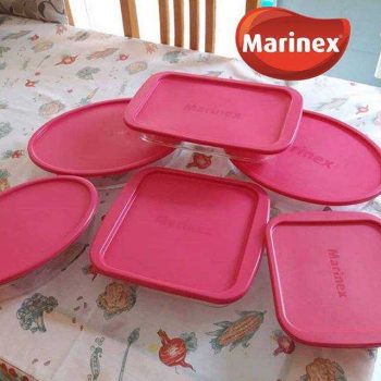 Conjunto de Assadeiras de Vidro com Tampa Marinex 6 Peças