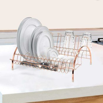 Escorredor Fantastik com Porta Copos Rose Gold Arthi Cobre