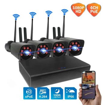 GUUDGO 4CH 2.0MP 1080P Black Camera System
