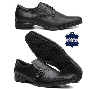 Kit 2 Pares Sapato Social Masculino Couro Legítimo
