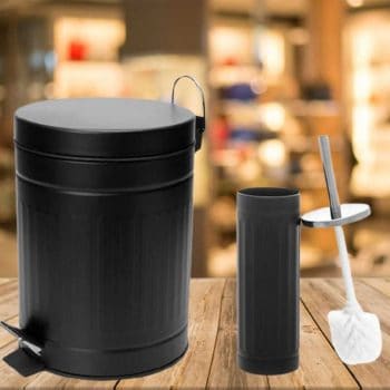 Kit Lixeira Reciclável com Pedal 5L Casambiente - LIXE002 + Escova Sanitária com Suporte New York