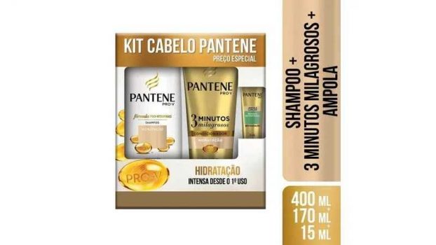 Kit Shampoo Pantene Hidratação 400ml + Condicionador 3 Minutos Milagrosos + Ampola 15ml