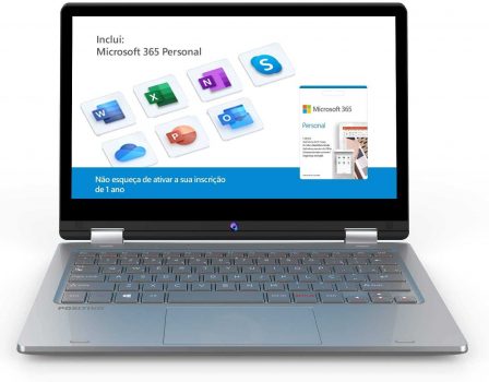 Notebook 2 em 1 Positivo Duo C4128C Intel Celeron 4GB 128GB 11.6" IPS Full HD touch Windows 10 Home, Cinza - Inclui Microsoft 365 Personal por 1 ano