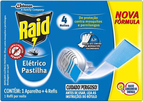 Repelente Elétrico Raid Pastilha com 1 aparelho + 4 refis