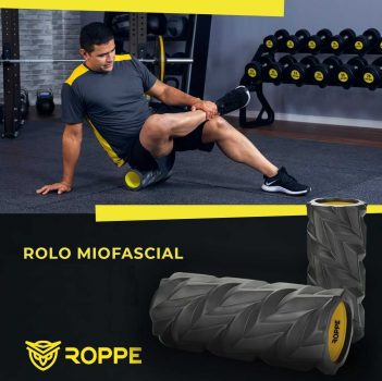 Rolo Miofacial M/33 cm Para Pilates Cinza e Amarelo Roppe, REAX