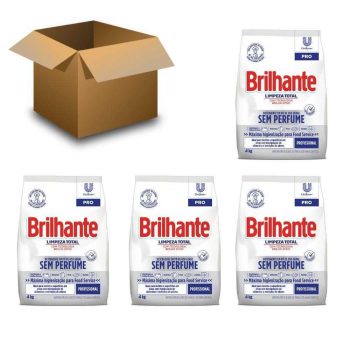 Sabão em Pó Brilhante Ação Total Profissional Sem Perfume 4kg - 4 Unidades