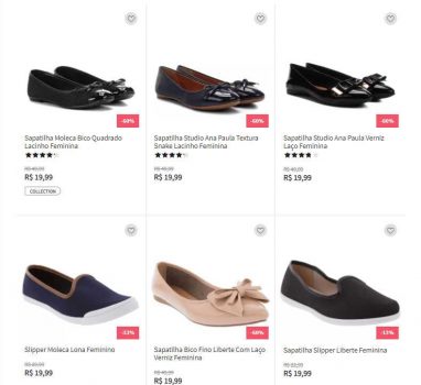Sapatilhas a partir de  R$ 19,90 cada