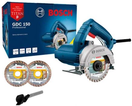 Serra Mármore a seco Bosch GDC 150 TITAN 1500W 220V, com 2 Discos