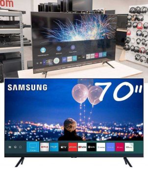 Smart TV LED 70" UHD 4K Samsung 70TU7000 Crystal UHD, HDR, Borda Infinita, Controle Remoto Único, Bluetooth, Visual Livre de Cabos - 2020