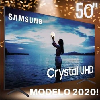 Smart TV Samsung 50" TU7020 Crystal UHD 4K 2020 Bluetooth Borda ultrafina Cinza Titan
