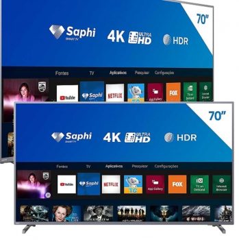 Smart TV Tela 70” Philips 70PUG6774/78 4K Conversor Digital Wi-Fi 2 USB 3 HDMI