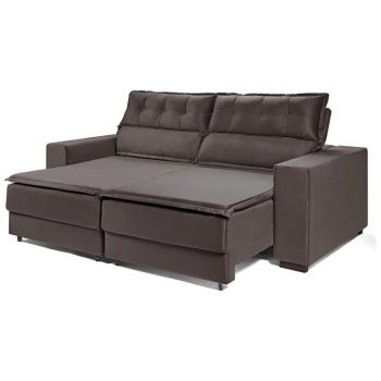 Sofá Reclinável, Retrátil 4 Lugares Potenza Amazon Tecido Marrom