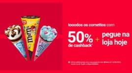 Sorvete Cornetto com 50% de cashback