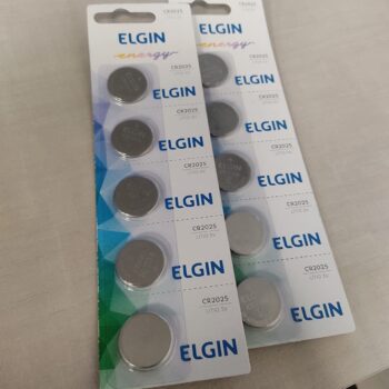 Bateria de litio CR2025 cartela com 5 unidades 3v Elgin, Elgin, Baterias