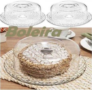 Boleira de Vidro Redonda com Tampa de Plástico - Ruvolo Bari 32cm