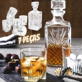 Bormioli Rocco Selecta Licoreira de 1l com 6 Copos de Whisky, Transparente