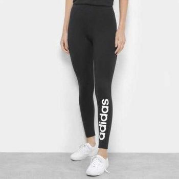 Calça Legging Adidas Estampa Logo Feminina Preto,Branco